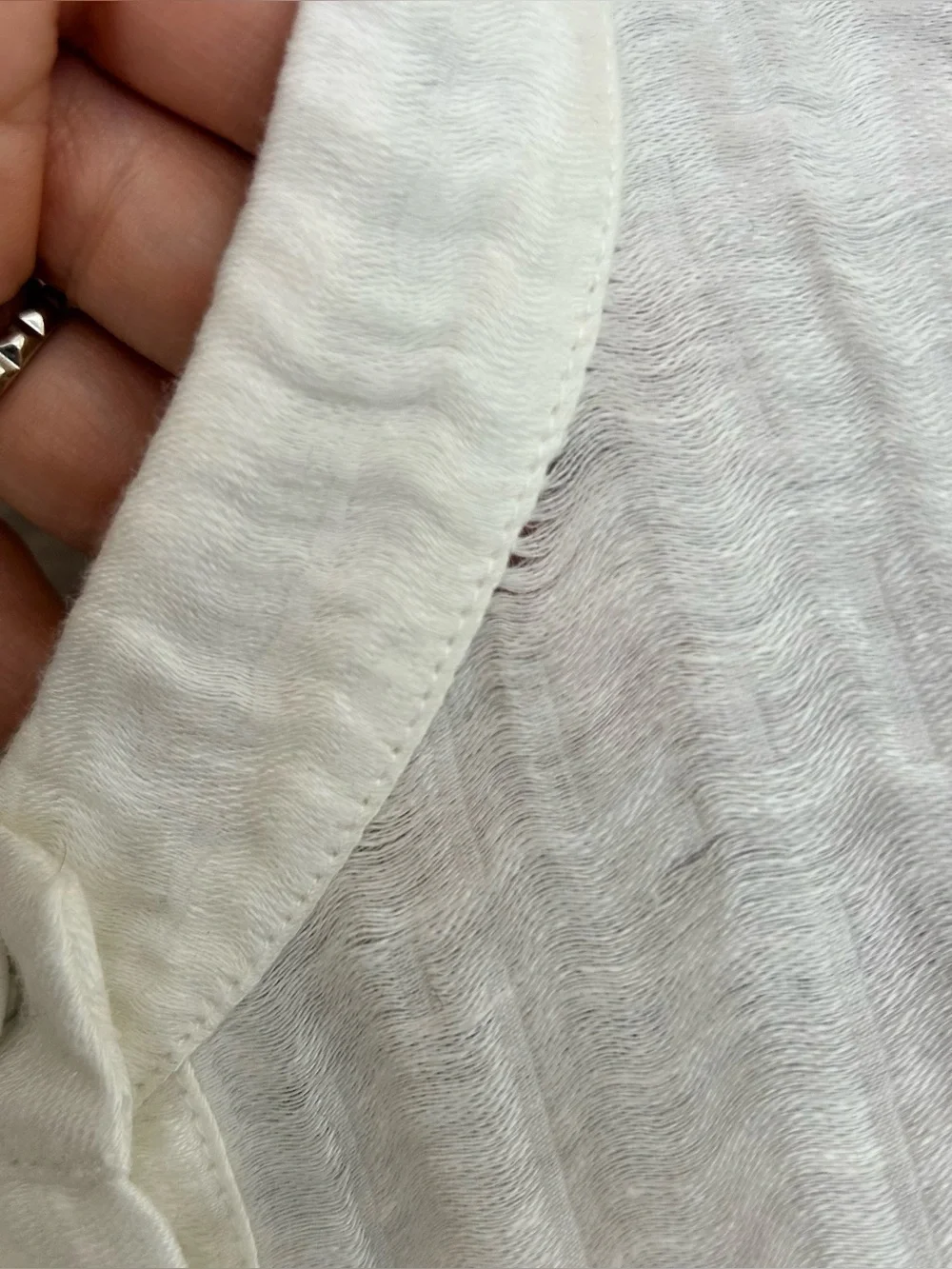 Love Binetti White Button Front Peasant Peplum Boho Blouse Medium FLAW